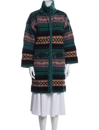 M Missoni Merino Wool Plaid Print Coat
