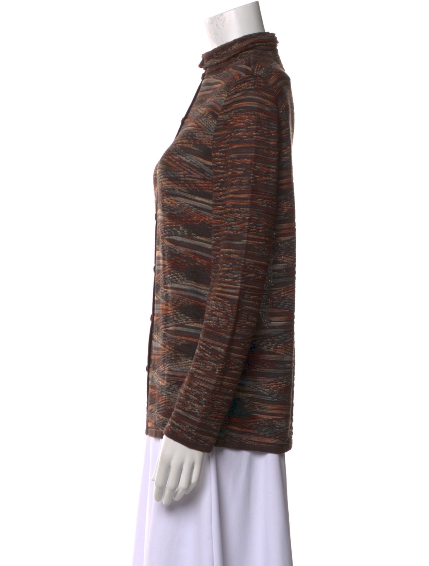 Missoni Printed Mock Neck Button-Up Top