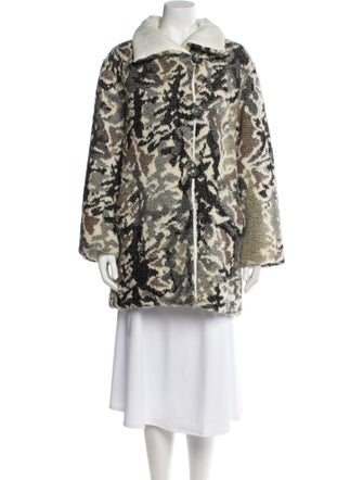 Missoni Nylon Camouflage Print Faux Fur Coat