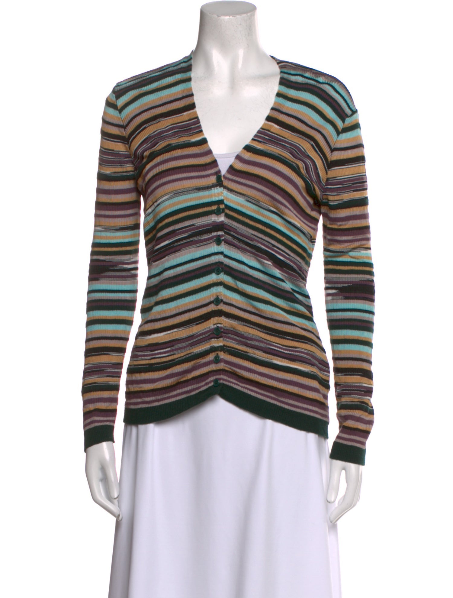 M Missoni Striped V-Neck Sweater