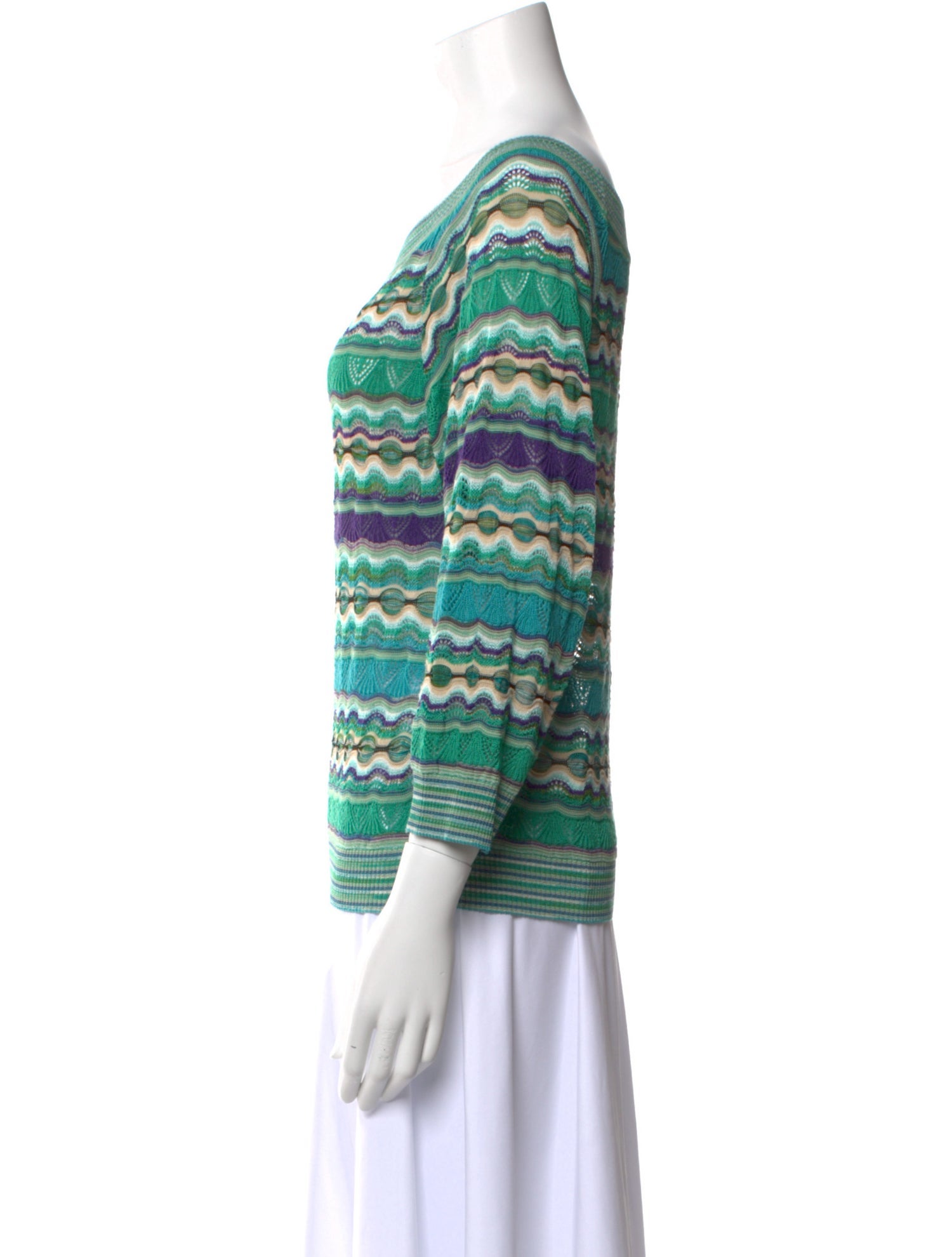 M Missoni Striped Bateau Neckline Sweatshirt