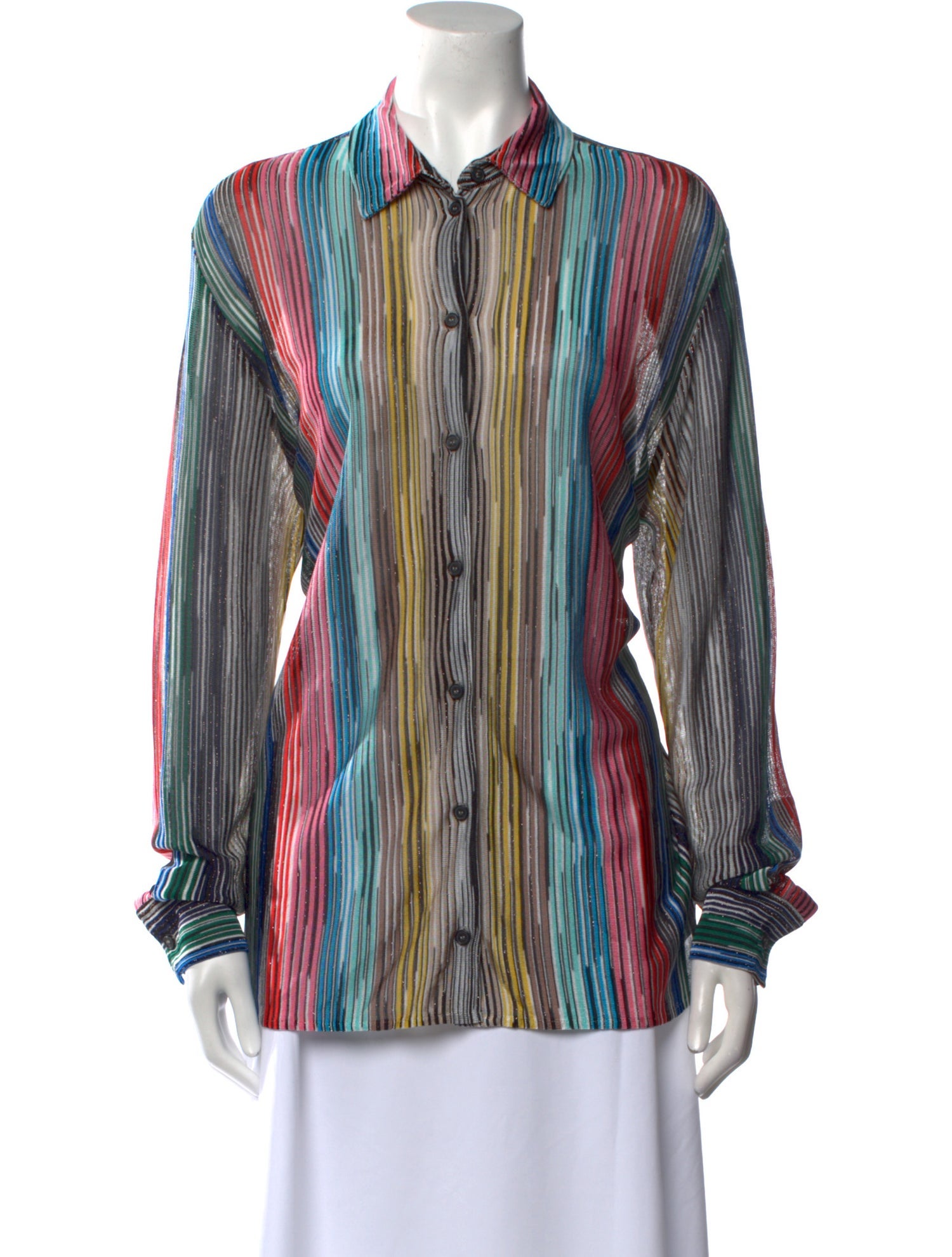 Missoni Striped Long Sleeve Button-Up Top