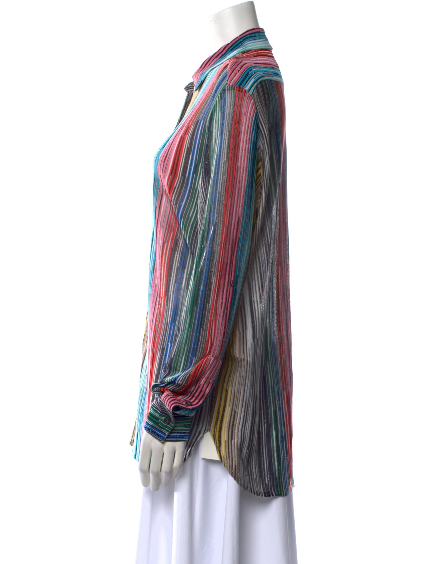 Missoni Striped Long Sleeve Button-Up Top