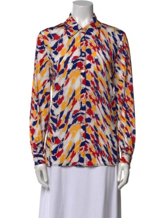 Missoni Printed Mock Neck Button-Up Top