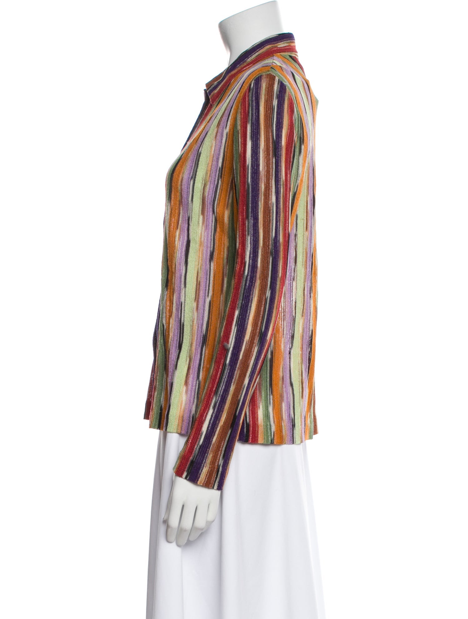 Missoni Striped Long Sleeve Button-Up Top