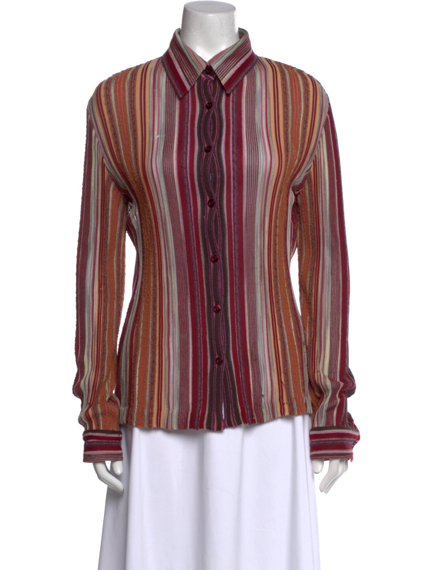Missoni Striped Long Sleeve Button-Up Top