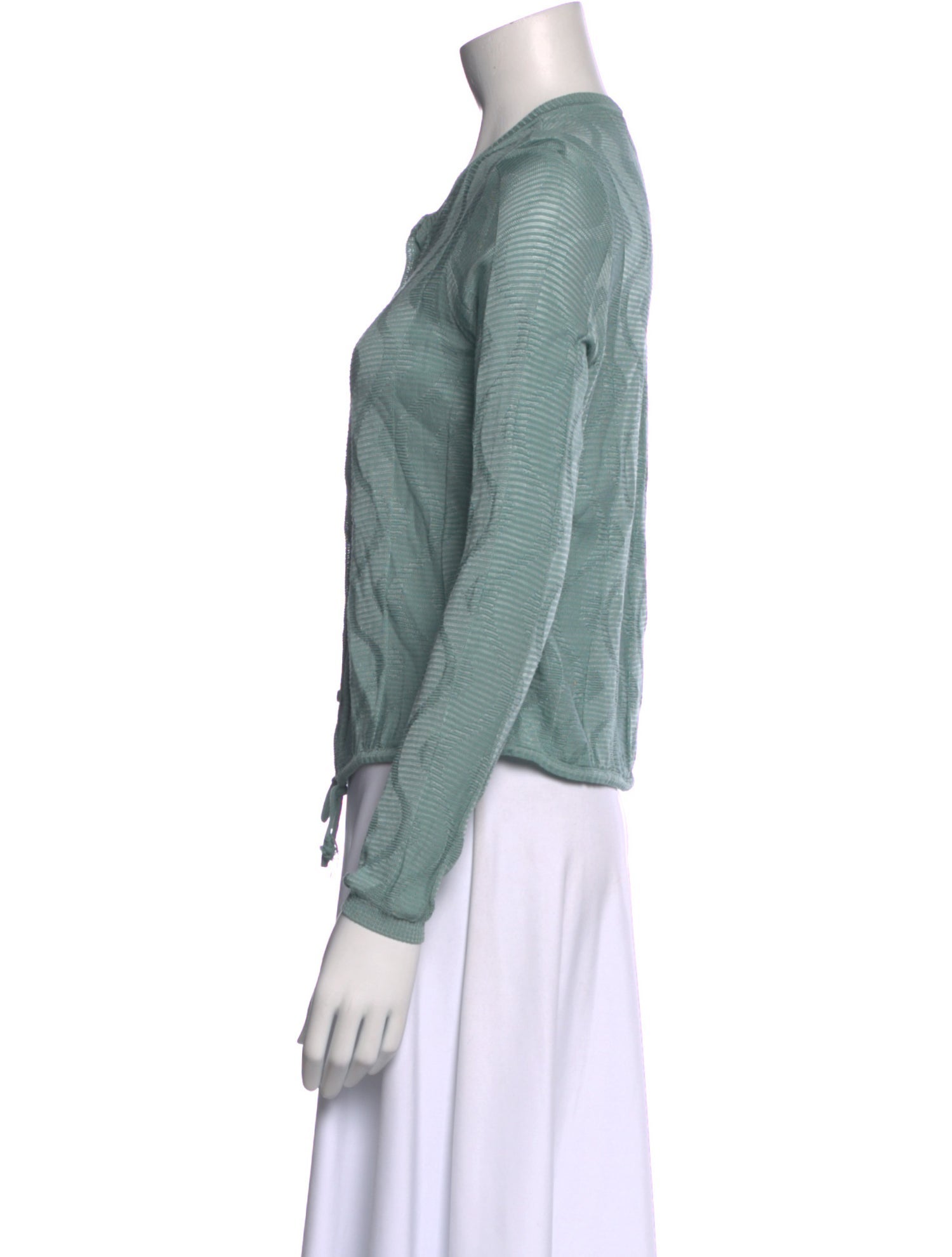 Missoni Crew Neck Long Sleeve Button-Up Top