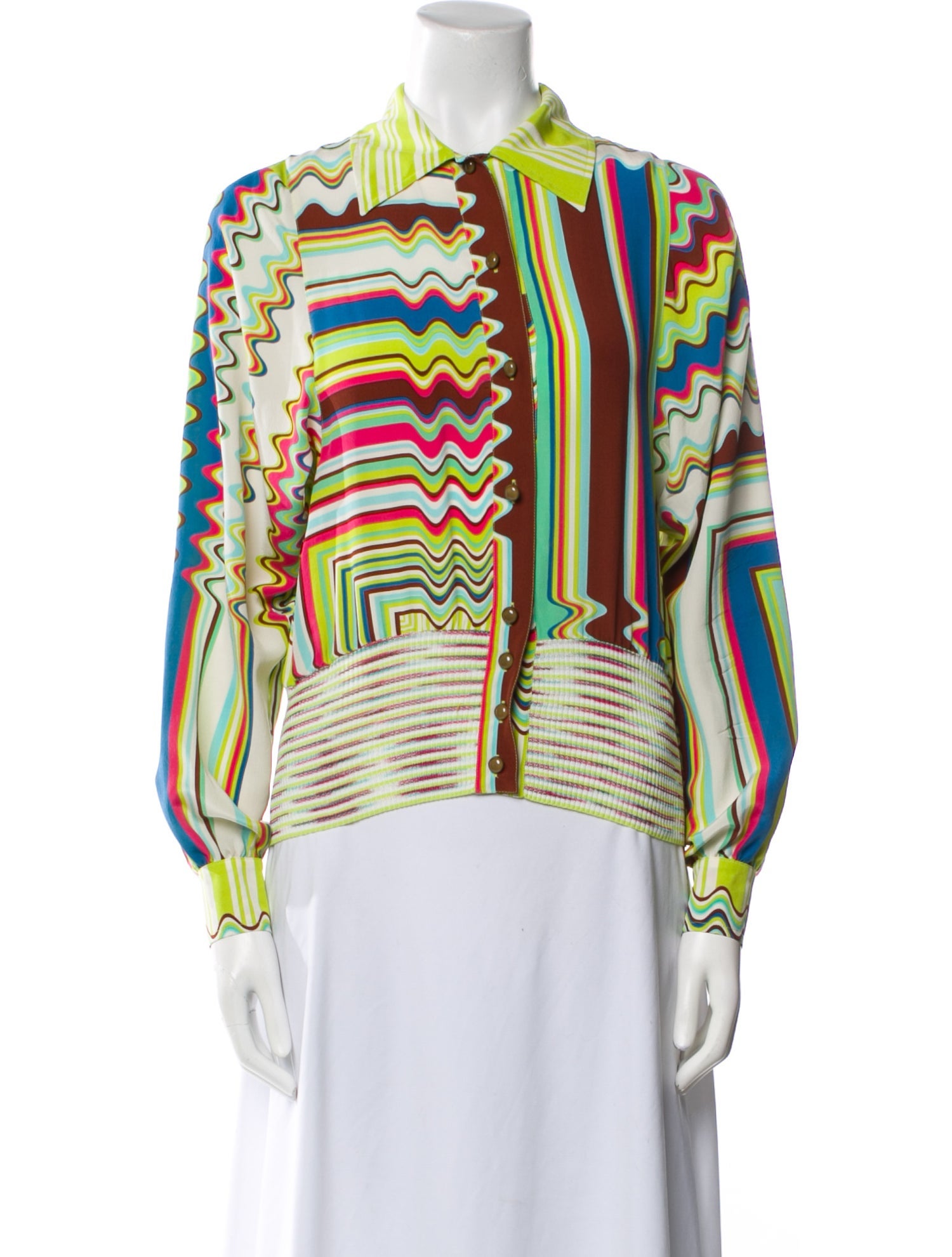 M Missoni Printed Three-Quarter Sleeve Blouse