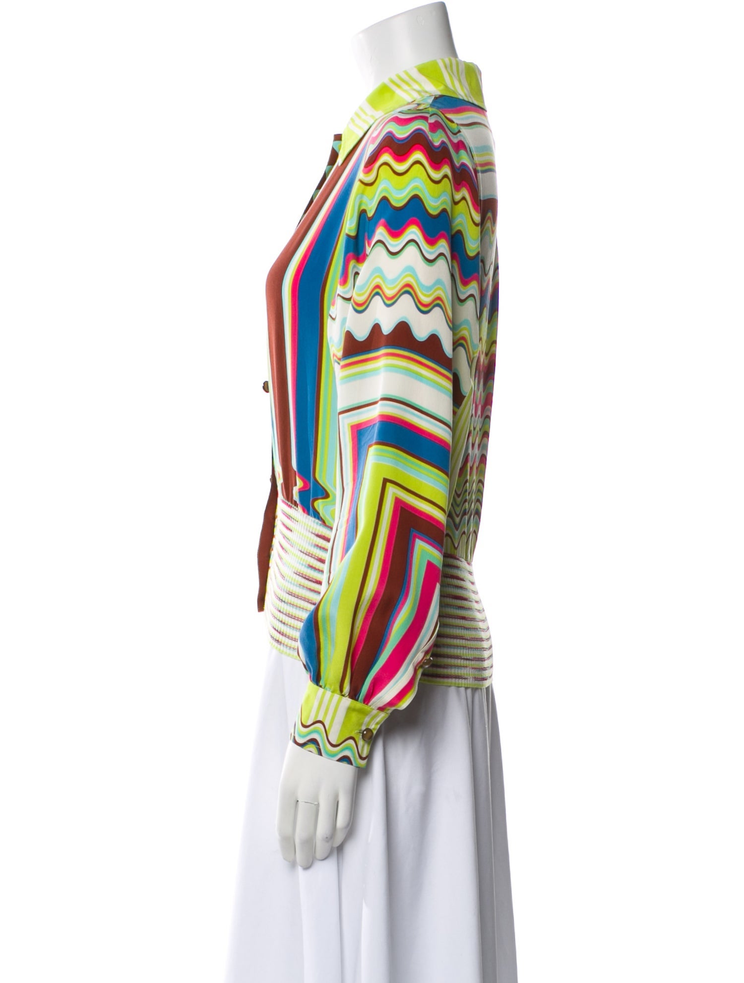 M Missoni Printed Three-Quarter Sleeve Blouse