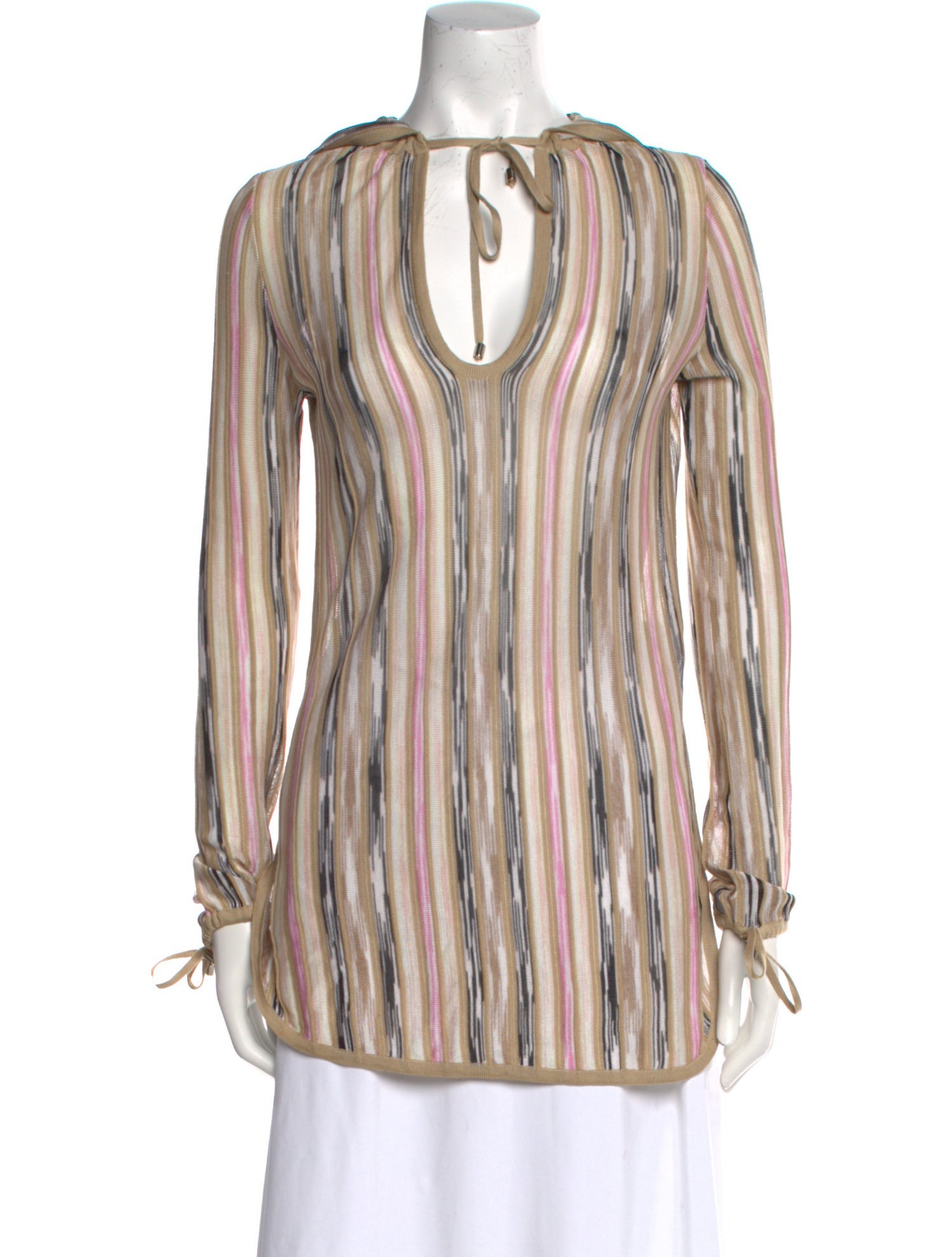 M Missoni Striped Tie Neck Tunic