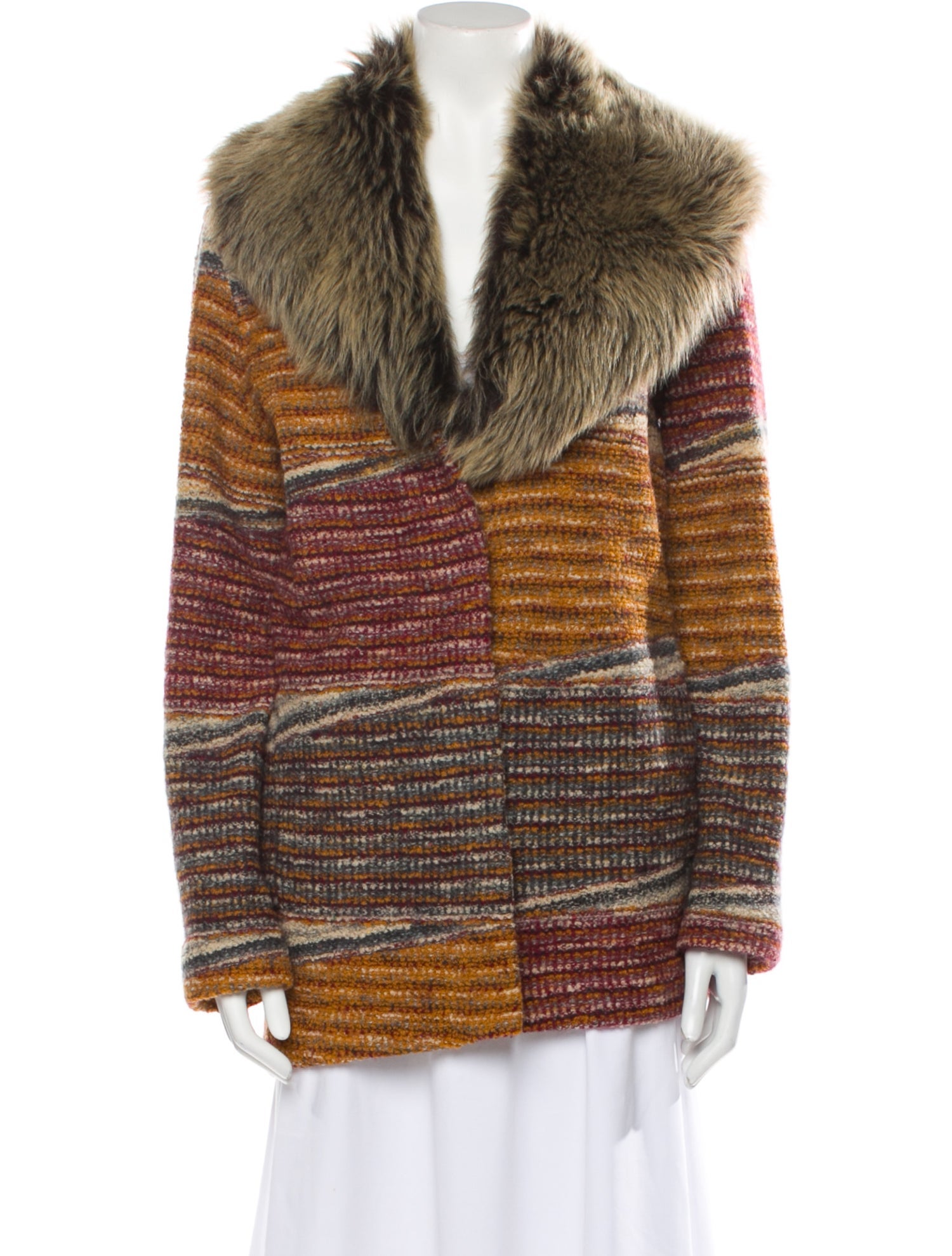Missoni Wool Striped Fur Jacket