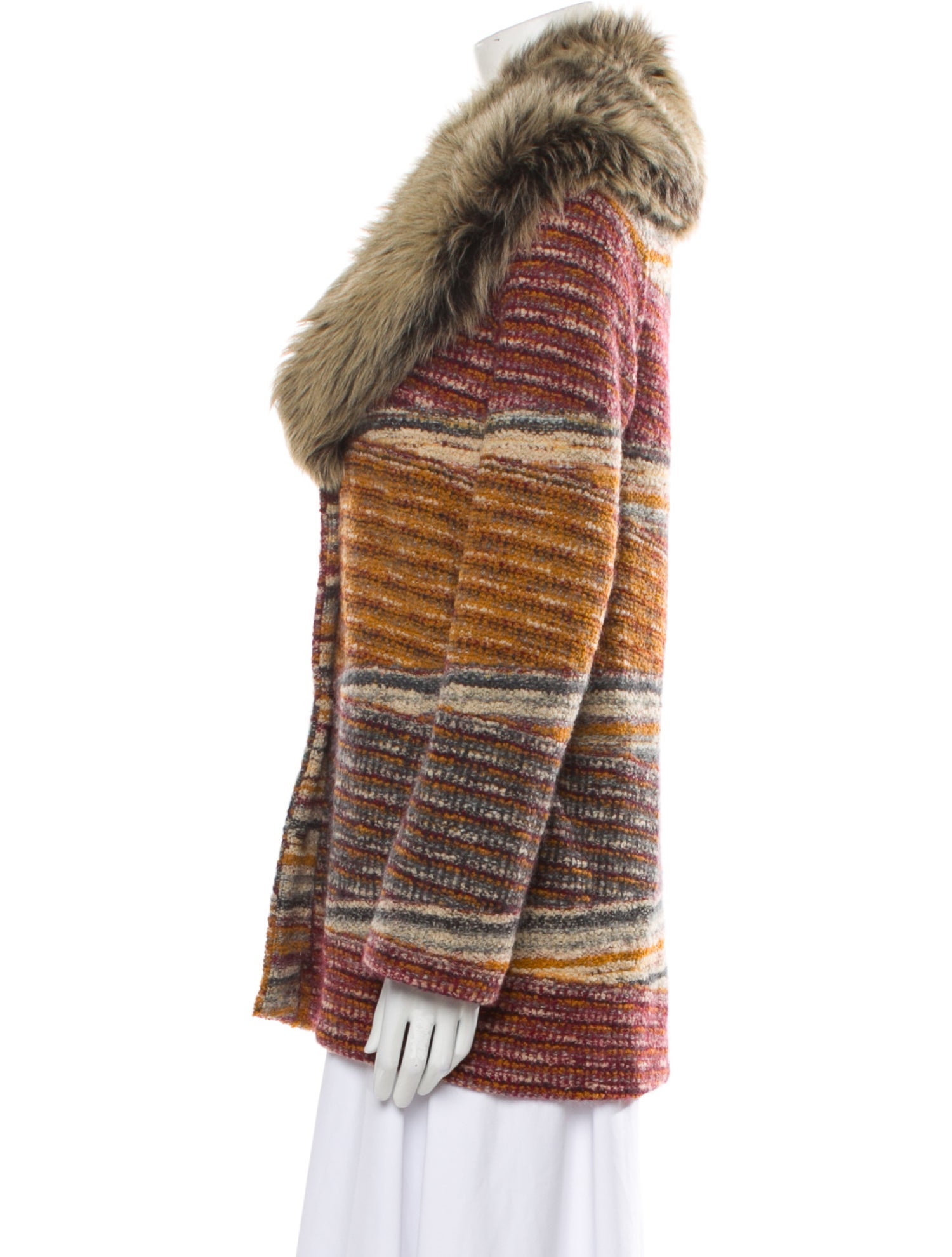 Missoni Wool Striped Fur Jacket