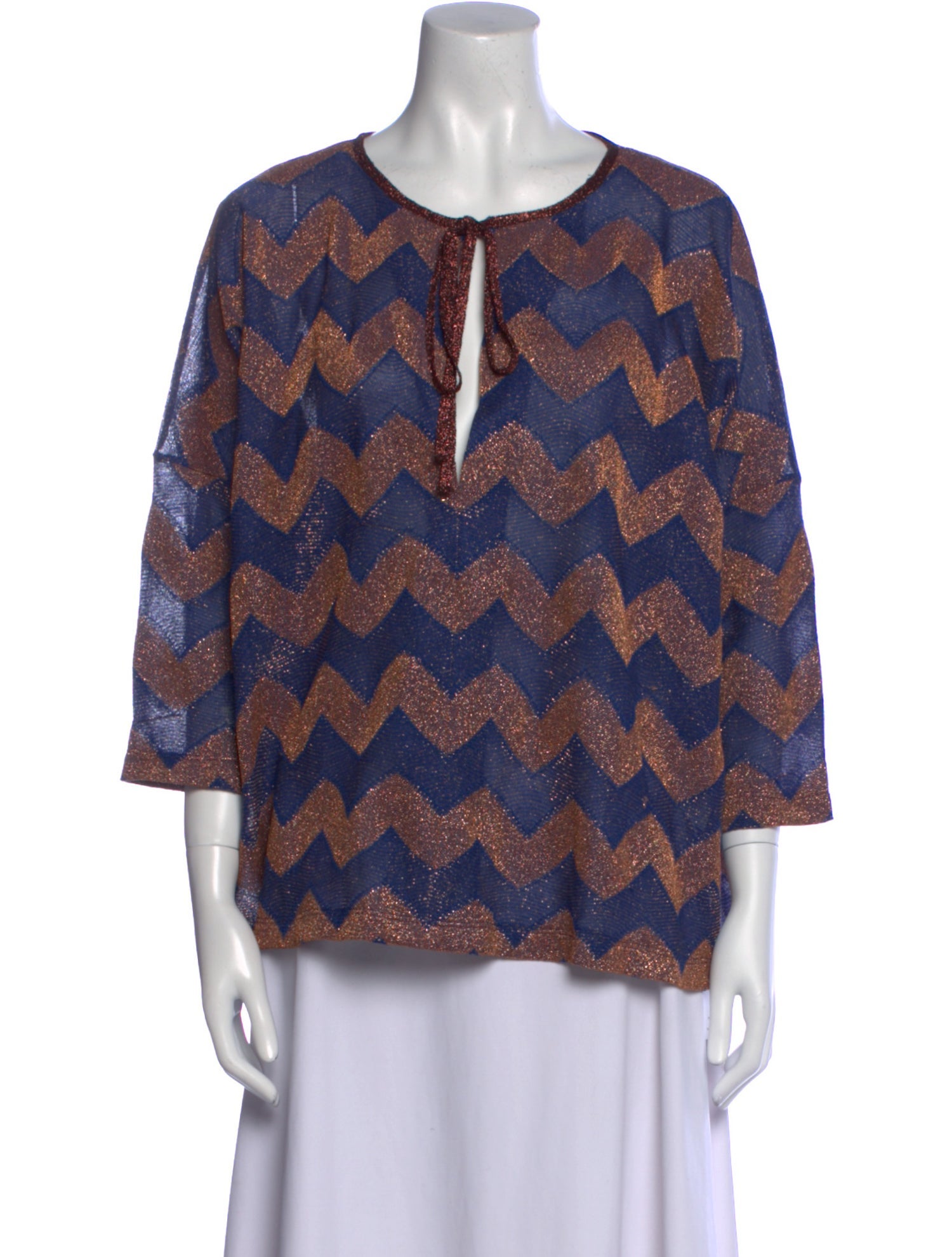 M Missoni Printed V-Neck Blouse