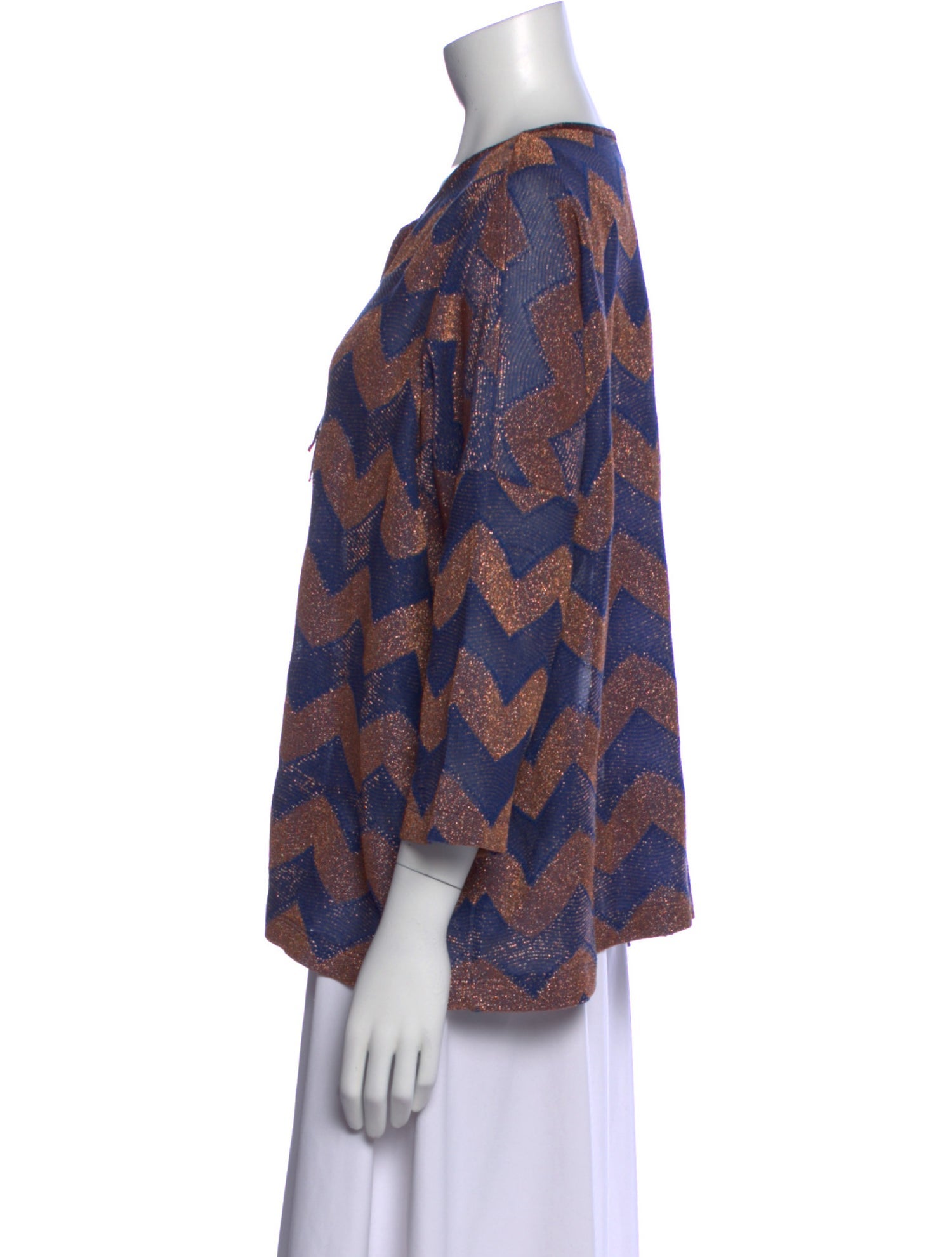 M Missoni Printed V-Neck Blouse