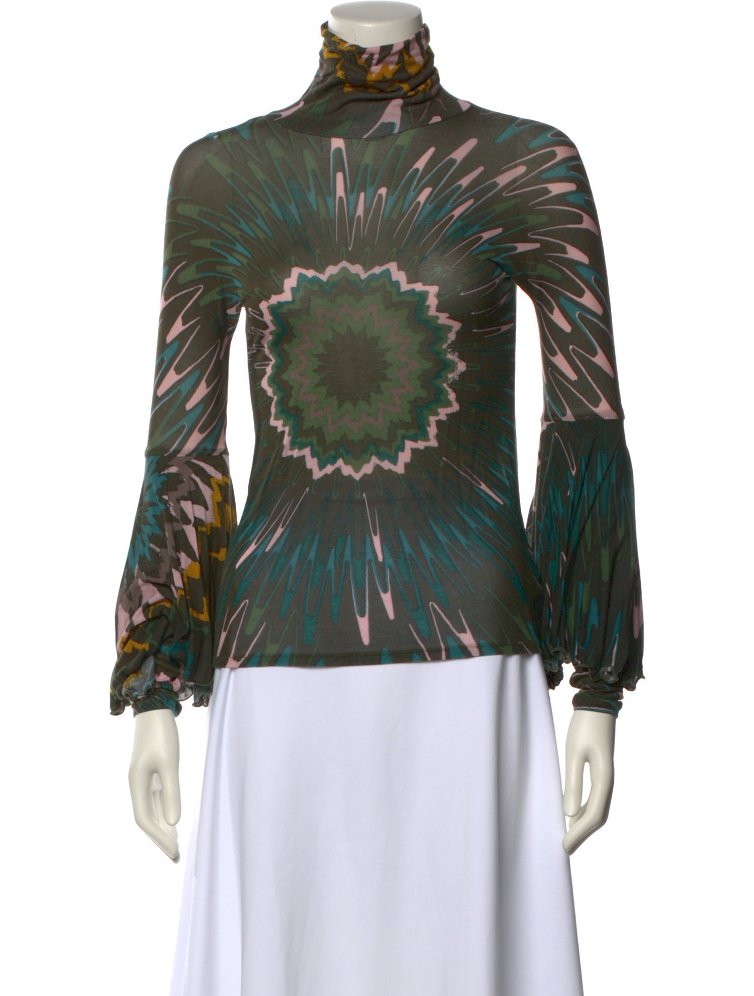 M Missoni Printed Turtleneck Blouse