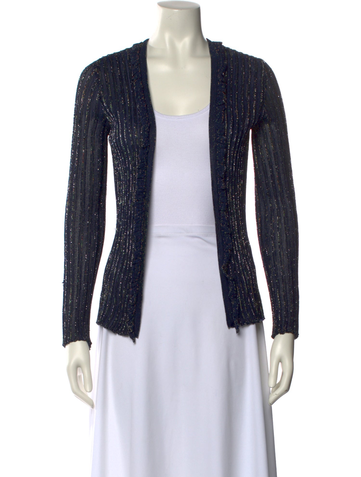 M Missoni Striped Open Front Sweater