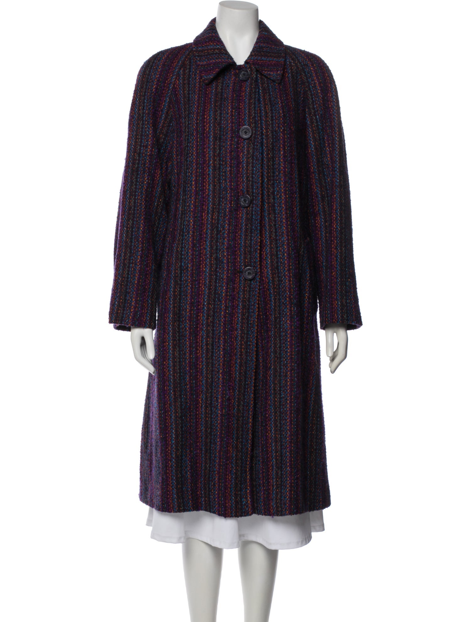 Missoni Wool Tweed Pattern Faux Fur Coat