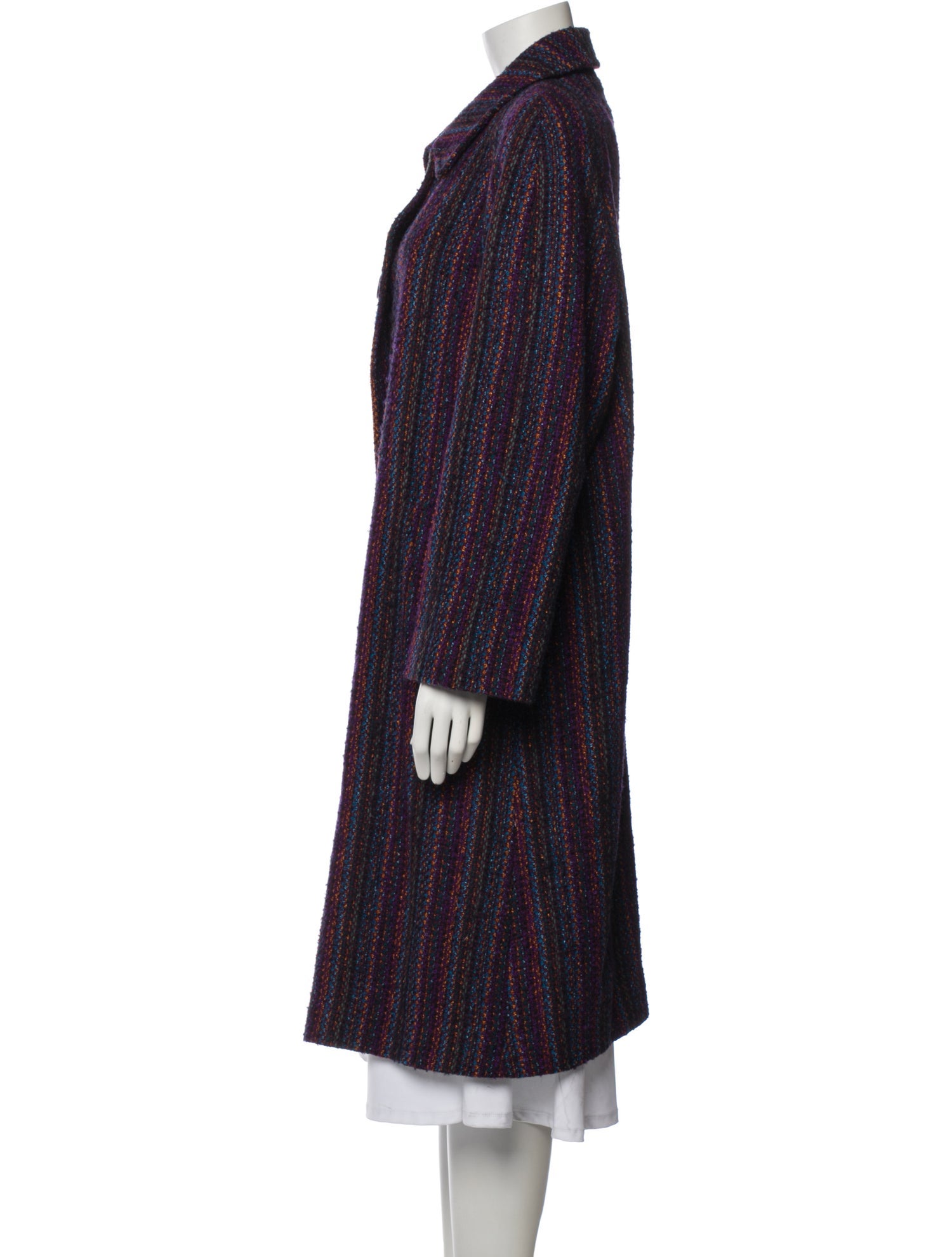 Missoni Wool Tweed Pattern Faux Fur Coat