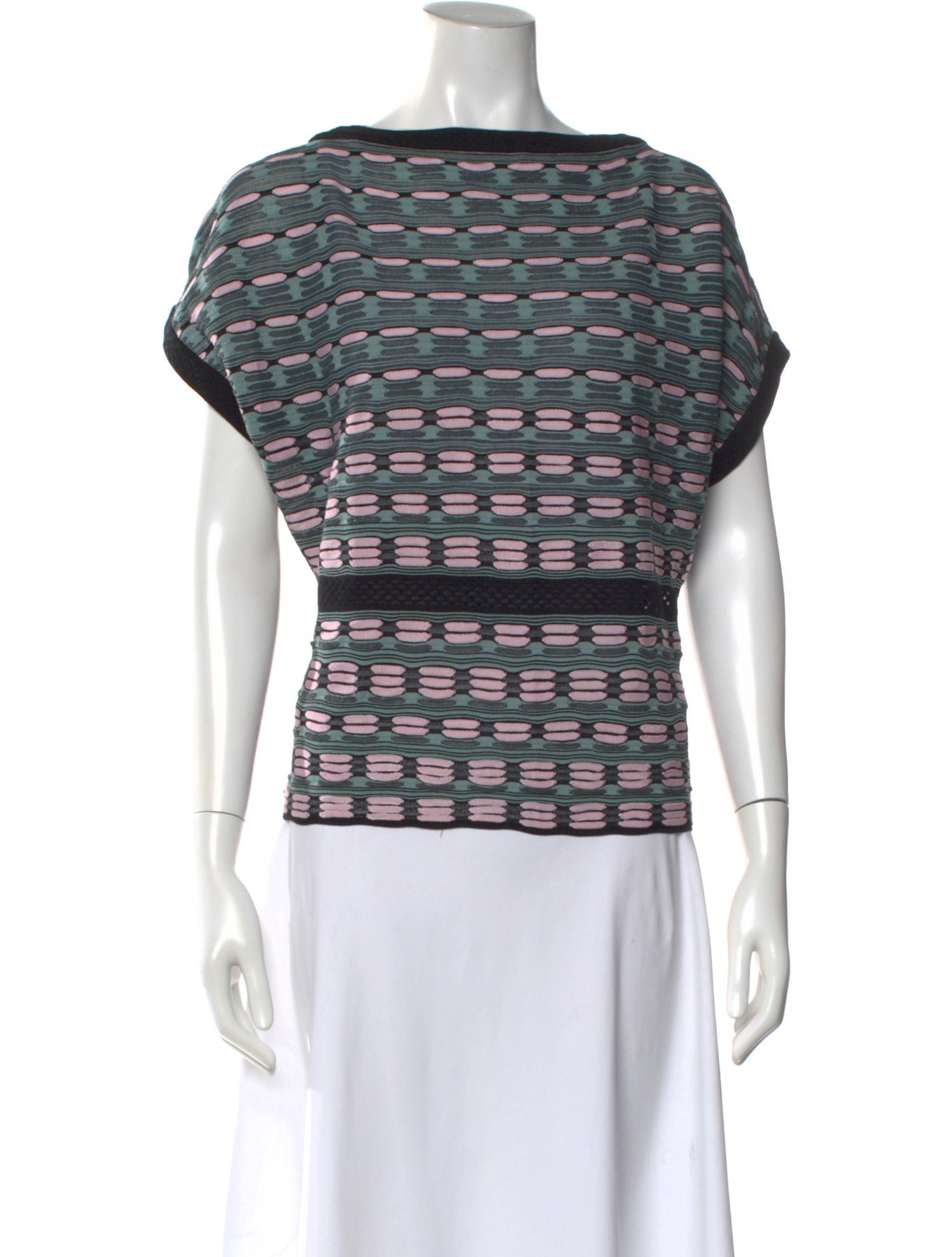 M Missoni Printed Bateau Neckline Sweater