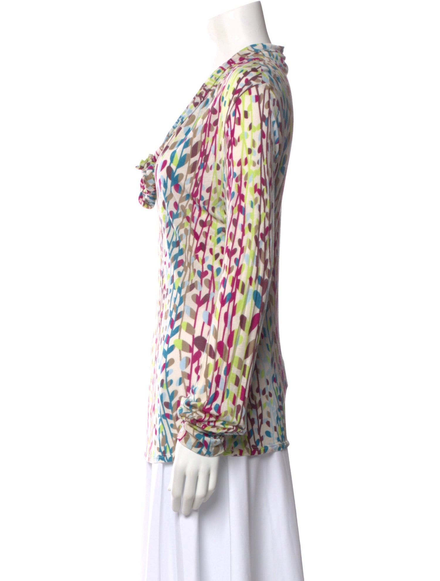 M Missoni Floral Print Tie Neck Blouse