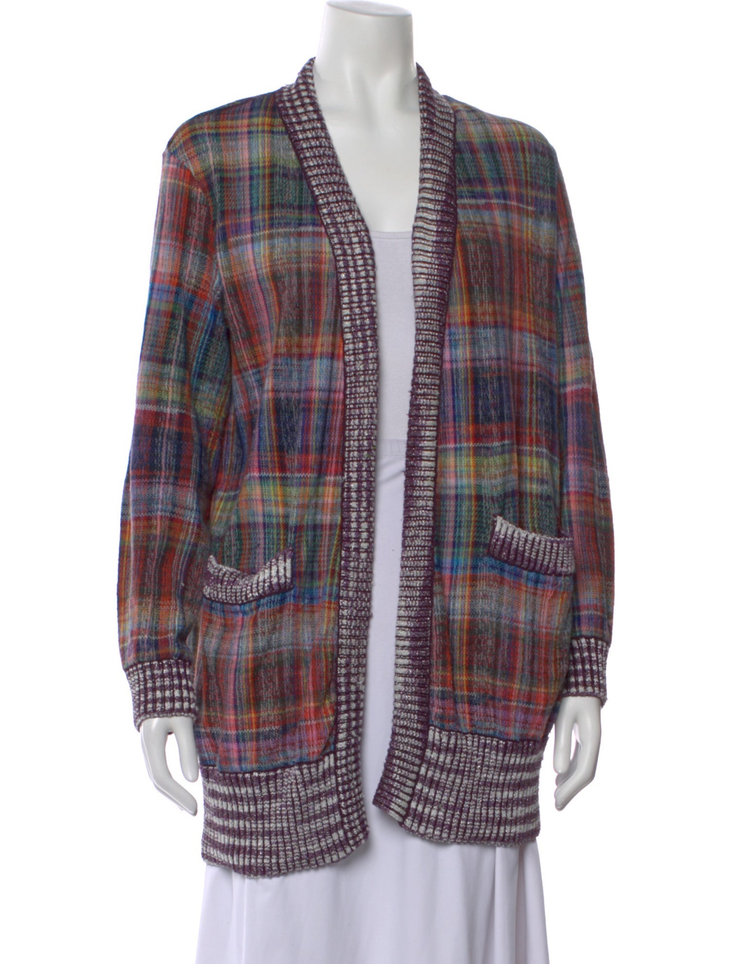 Missoni Plaid Print Open Front Sweater