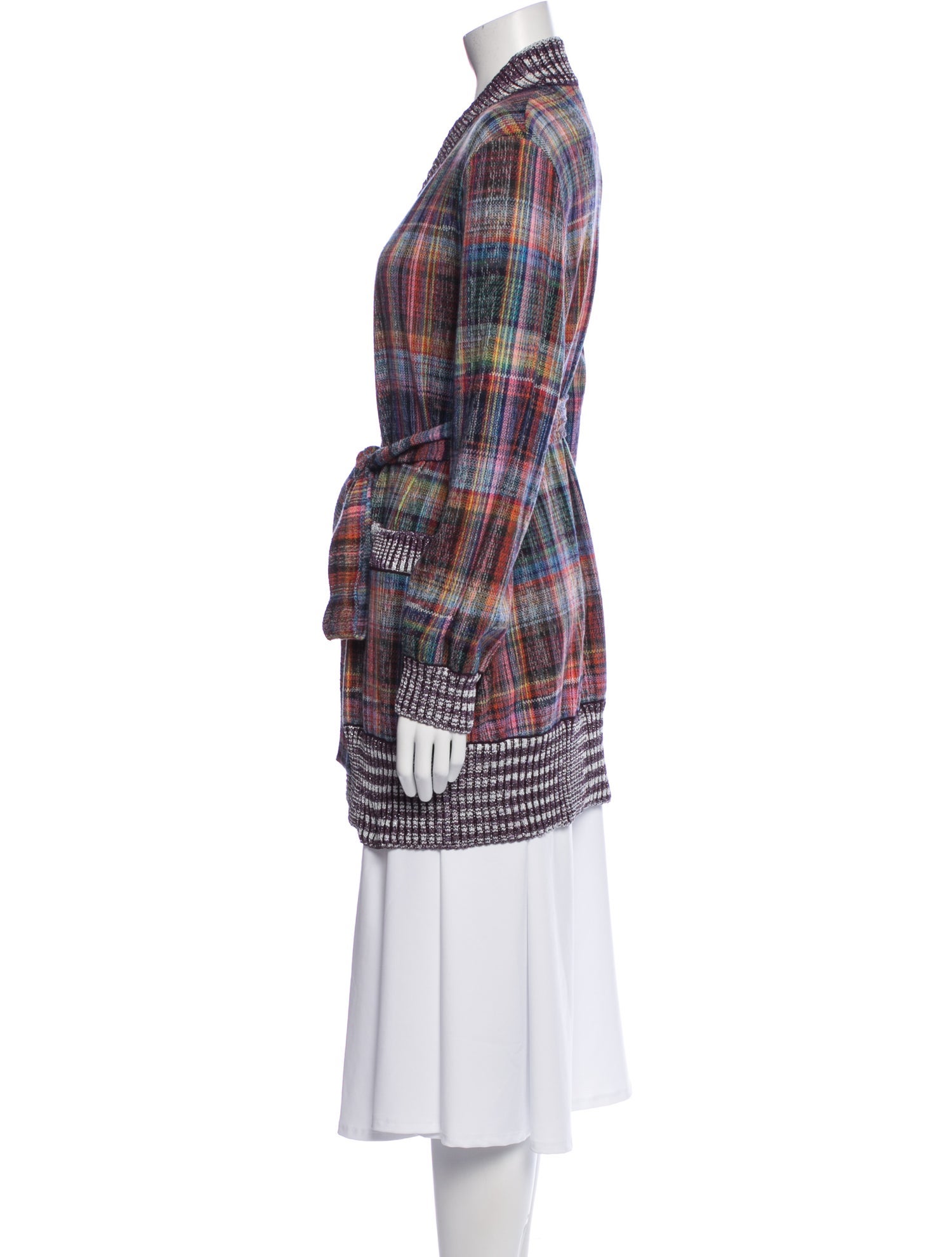 Missoni Plaid Print Open Front Sweater