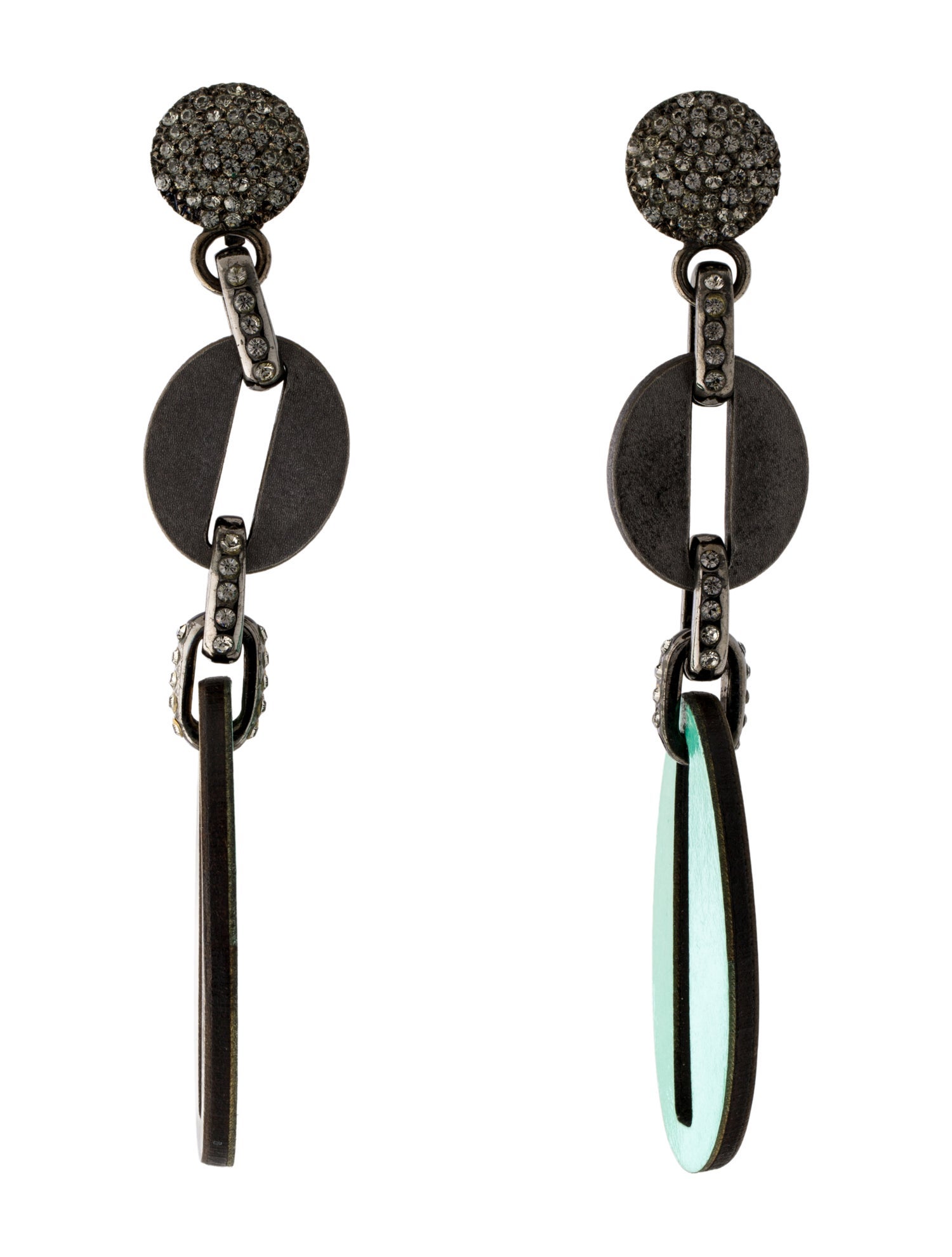 Missoni Leather & Crystal Clip-On Drop Earrings