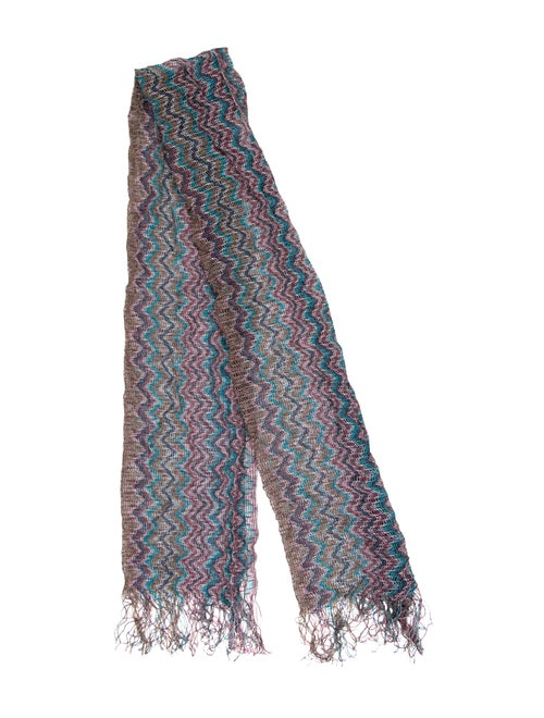Missoni Chevron Knit Scarf blue