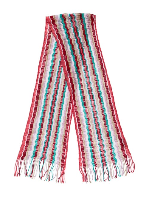 Missoni Metallic-Accented Chevron Scarf Red