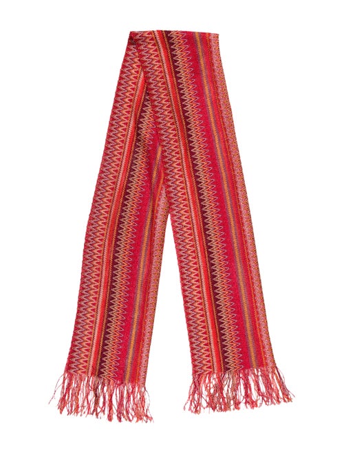 Missoni Striped Fringe Scarf Coral