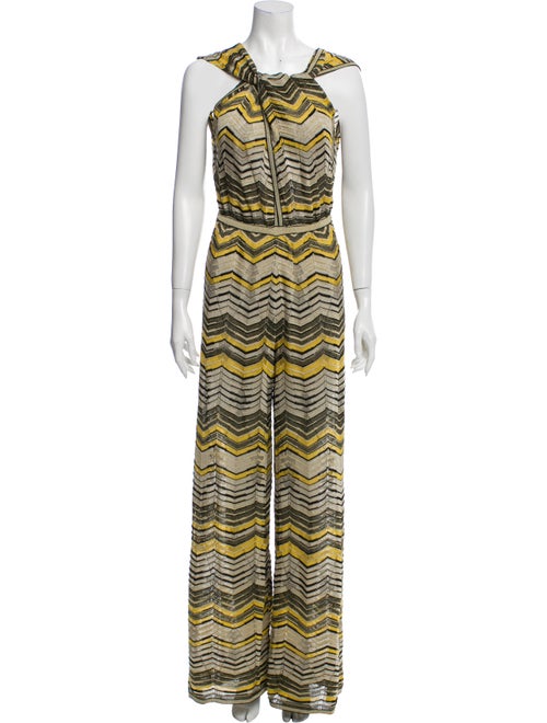 Missoni Striped Crew Neck Jumpsuit Metallic