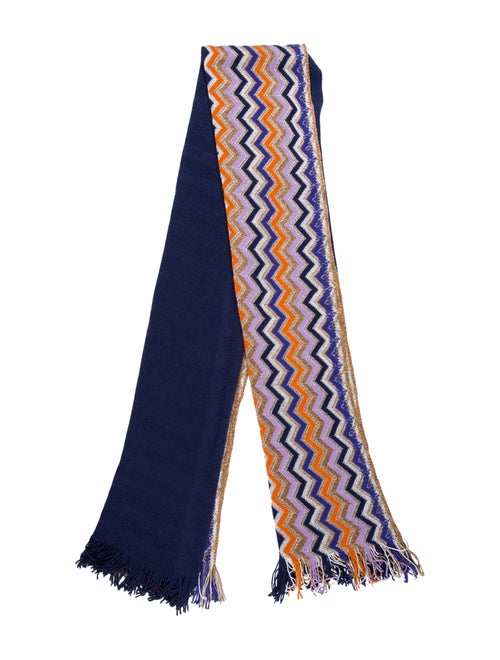 Missoni Chevron Knit Shawl Navy