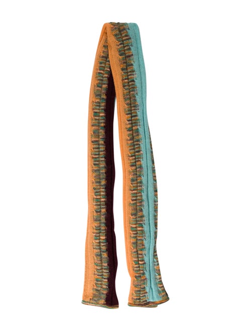 Missoni Striped Knit Scarf Olive