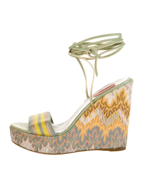 Missoni Knit Wedge Sandals Green