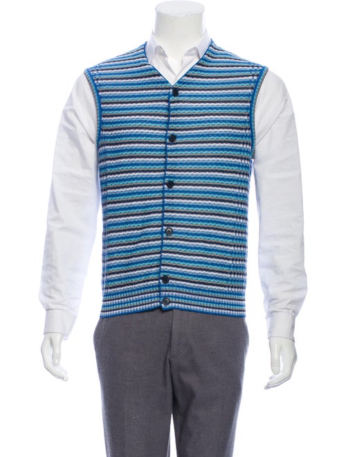 Missoni Knit Button-Up Vest blue