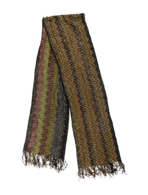 Missoni Geometric Knit Scarf Green