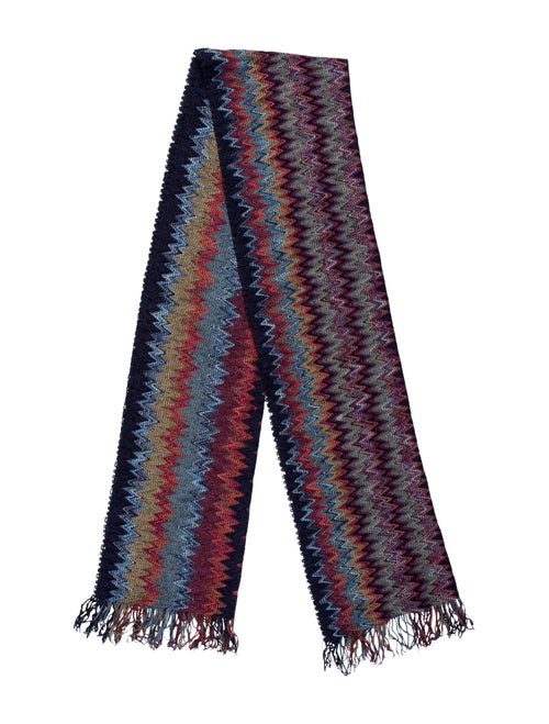 Missoni Chevron Knit Scarf Navy
