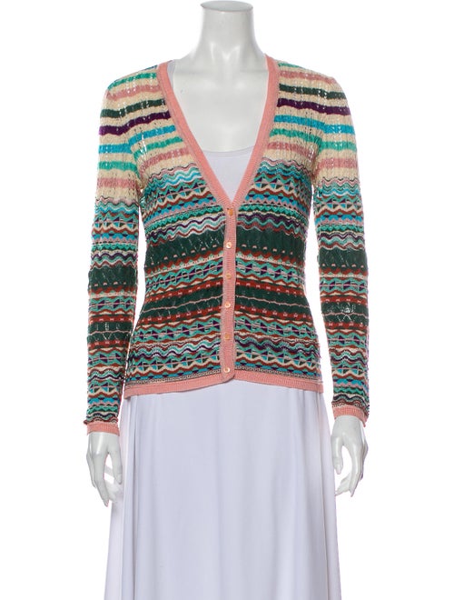 Missoni Striped V-Neck Sweater Green