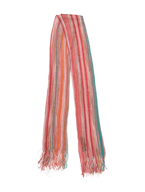 Missoni Chevron Fringe Scarf Red