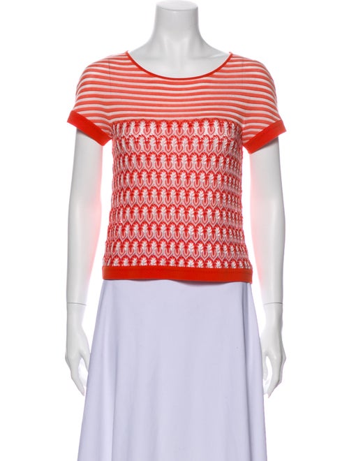 Missoni Striped Scoop Neck T-Shirt Orange