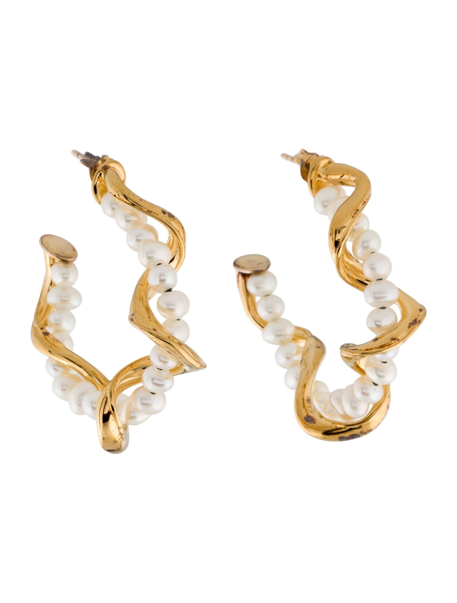 Missoma Freshwater Pearl Twisted Hoop Earrings
