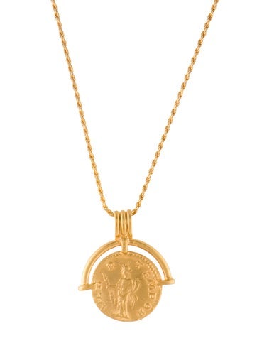 Pre-owned Missoma X Lucy Williams Medium Roman Arc Coin Pendant Necklace, 19.5" In Multi