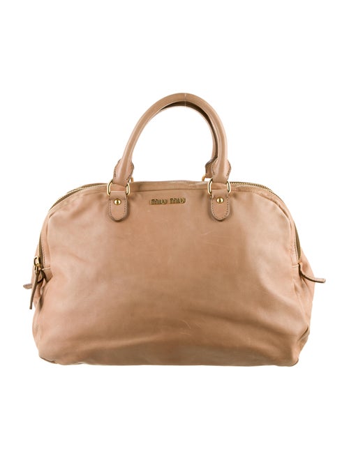 Miu Miu Leather Satchel Tan