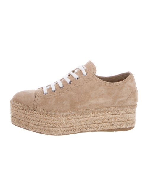 Miu Miu Suede Flatform Espadrilles Tan