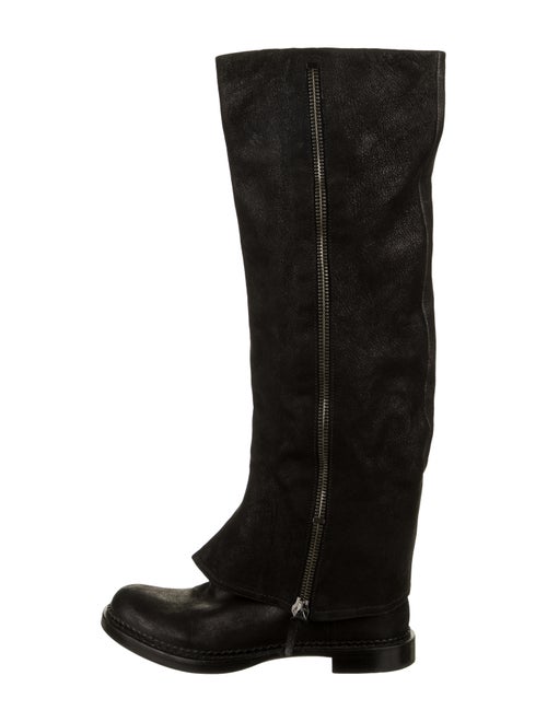 Miu Miu Suede Round-Toe Boots Black