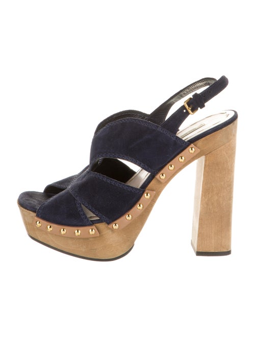 Miu Miu Suede Platform Sandals Navy