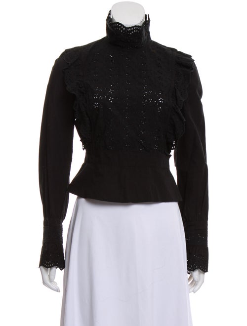 Miu Miu Turtleneck Long Sleeve Blouse Black