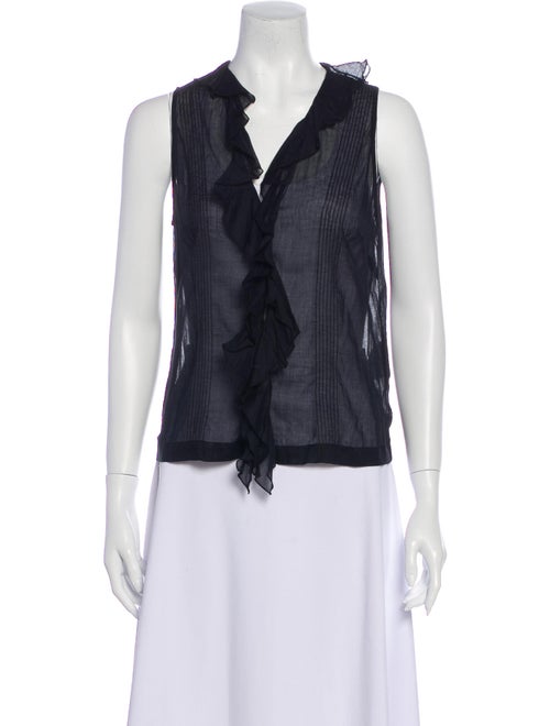 Miu Miu V-Neck Sleeveless Blouse Black