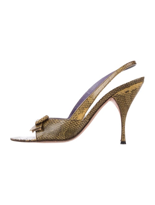 Miu Miu Bow Slide Slingback Sandals Brown