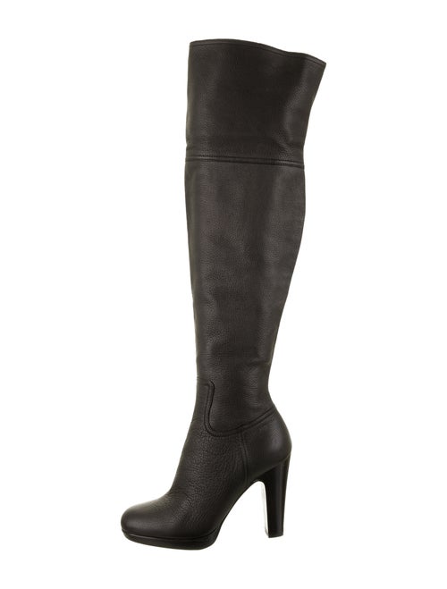 Miu Miu Leather Over-The-Knee Boots Black